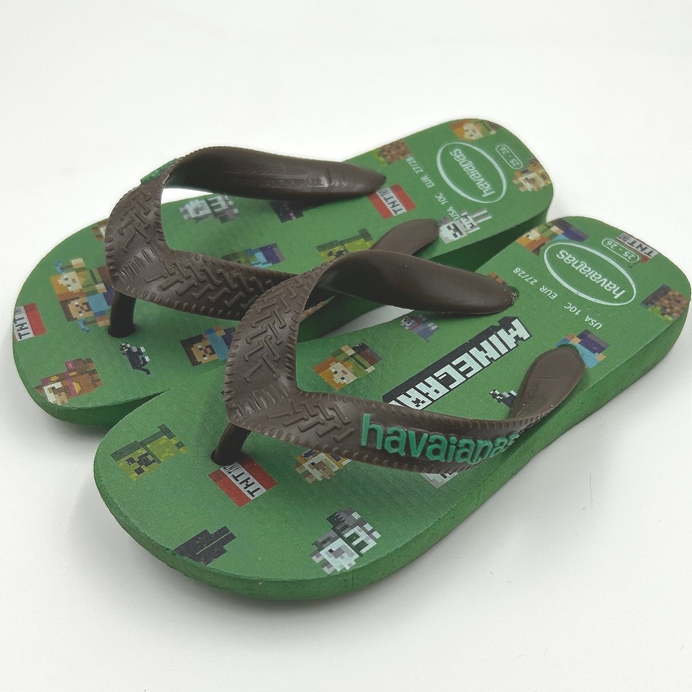 Minecraft Flip Flop Sandals Boys Size 10 Rubber Havaianas